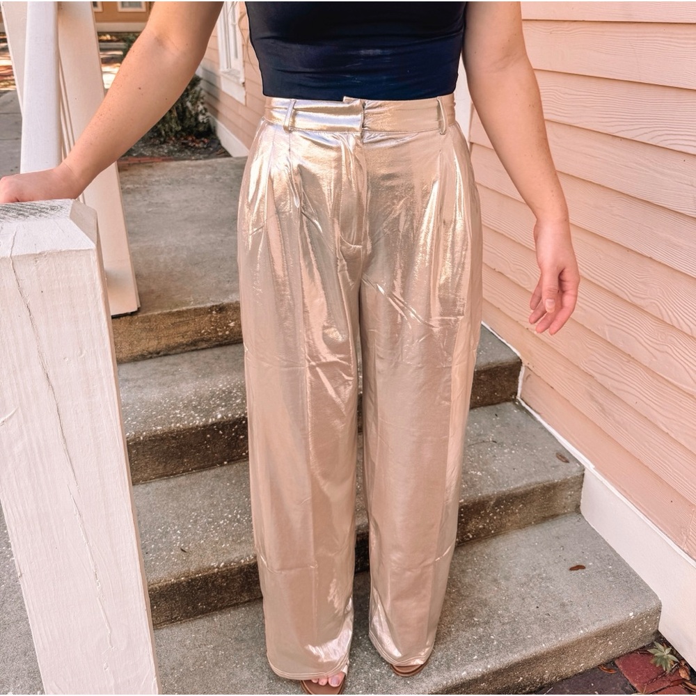 NEW YEARS EVERY CHAMPAGNE SHINY HOLOGRAPHIC PANTS